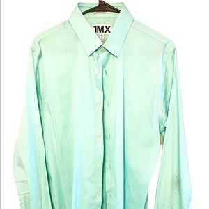 Express 1MX Men’s Green Long Sleeve Dress Shirt Size 15 15.5 Extra Slim Fit